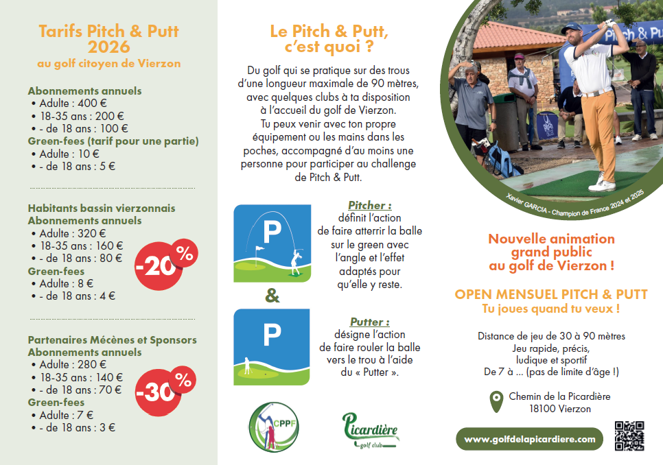 Tarifs 2026 pitch&putt